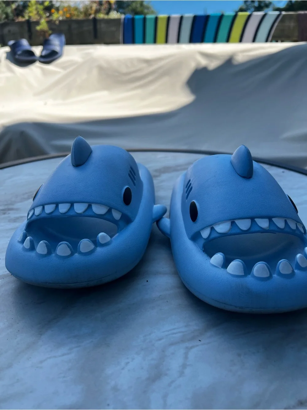 Shark-Themed Blue Slip-On Sandals
